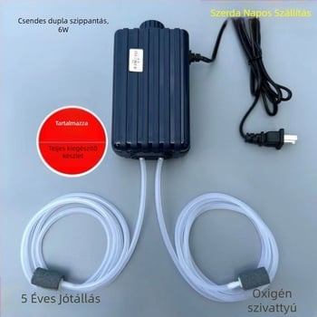 Akvarisztikus oxigénszivattyú, ultra-csendes működésű, oxigéngenerátor háztartási használatra