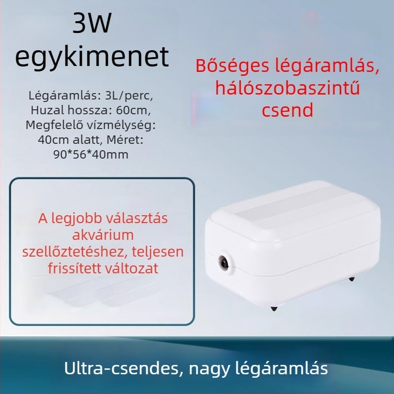 Akvarisztikai oxigénpumpa – rendkívül csendes, otthoni használatra oxigénator, OEM-kompatibilis, belföldi gyártás