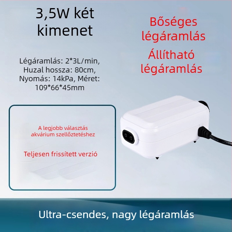 Akvarisztikai oxigénpumpa – rendkívül csendes, otthoni használatra oxigénator, OEM-kompatibilis, belföldi gyártás