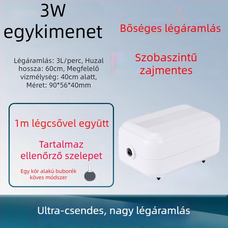 Akvarisztikai oxigénpumpa – rendkívül csendes, otthoni használatra oxigénator, OEM-kompatibilis, belföldi gyártás