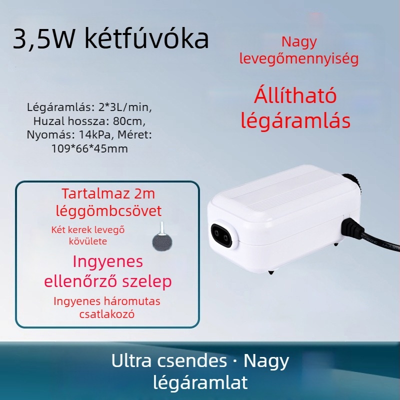 Akvarisztikai oxigénpumpa – rendkívül csendes, otthoni használatra oxigénator, OEM-kompatibilis, belföldi gyártás
