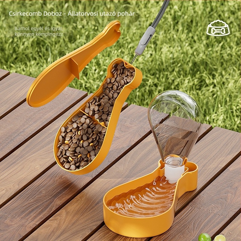 Ling Ka Do hordozható kisállat vízcsésze automata vízadagolóval, kutyák és macskák számára, PP anyag