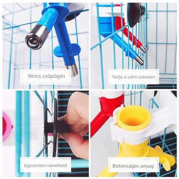 Függő rozsdamentes acél kisállat ivóvíz adagoló, univerzális itatófej kutyáknak és macskáknak