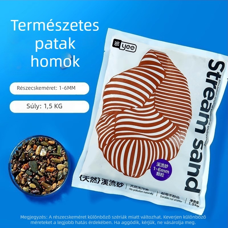 Akváriumhoz patakparti homok, természetes aljzat, táj-dekoráció, 1,5 kg, eredet: Shandong