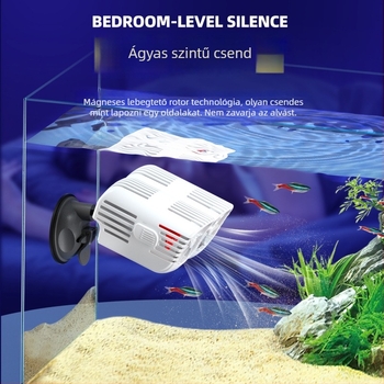 Kétfejű hullámpompa akváriumhoz, 360° csendes áramlás, szívócsészékkel szerelve