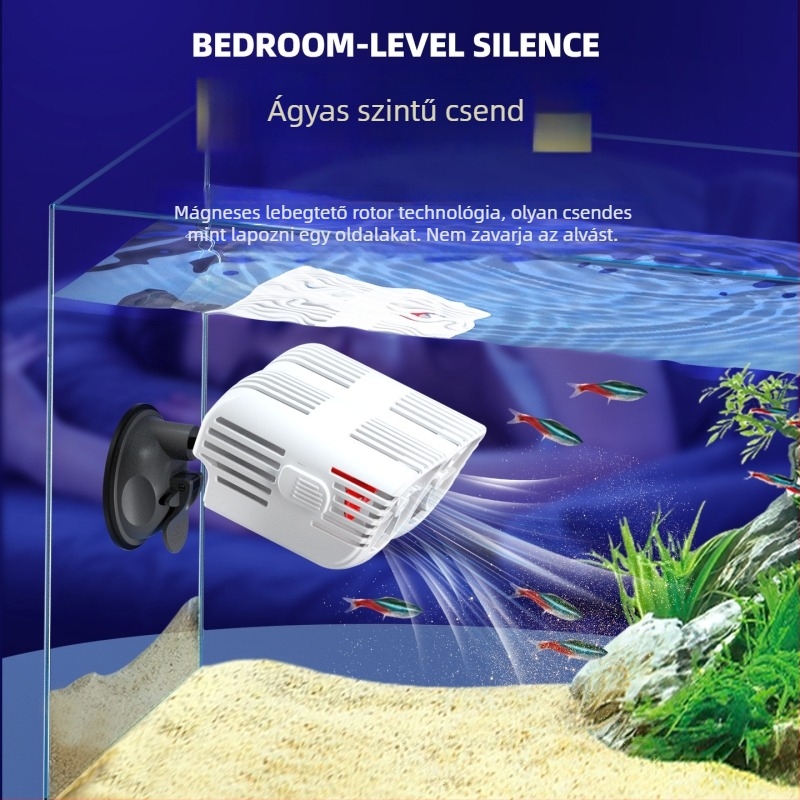 Kétfejű hullámpompa akváriumhoz, 360° csendes áramlás, szívócsészékkel szerelve