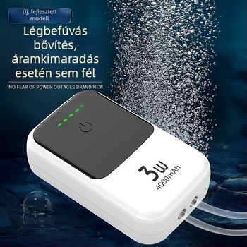 Újratölthető oxigénpumpa — kompakt méret, hordozható, ultra csendes, kettős használat a kültéri horgászathoz és a házi haltenyésztéshez