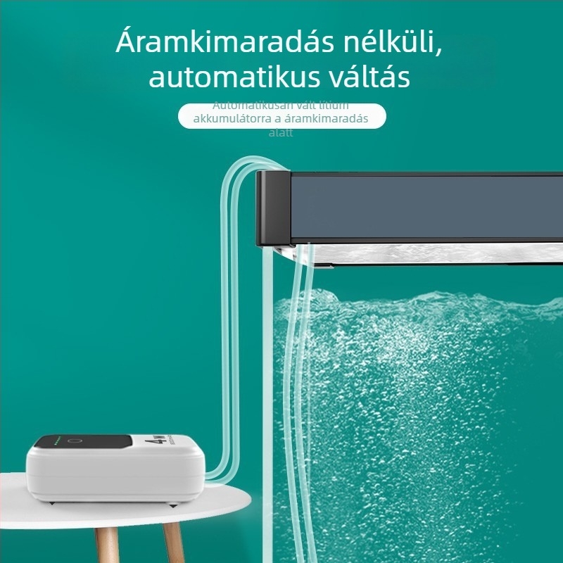 Újratölthető oxigénpumpa — kompakt méret, hordozható, ultra csendes, kettős használat a kültéri horgászathoz és a házi haltenyésztéshez