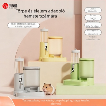 Automatikus etető- és itató tartály hörcsögök, csincsilla és tengerimaló számára gömbös vízadagolóval — Anyag: PP; Származás: Zhejiang; Márka: Jiawang yimiao