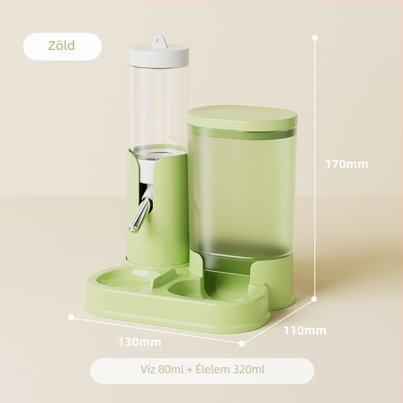 Automatikus etető- és itató tartály hörcsögök, csincsilla és tengerimaló számára gömbös vízadagolóval — Anyag: PP; Származás: Zhejiang; Márka: Jiawang yimiao