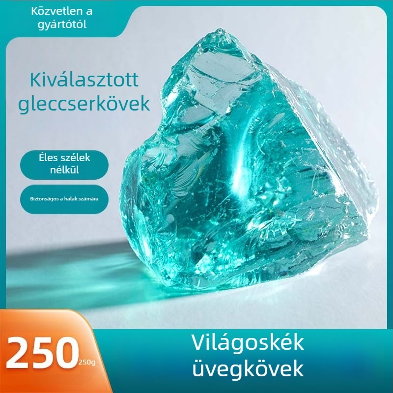 Szabálytalan üvegkő kert és akvárium aljához, 500 g, 1 db