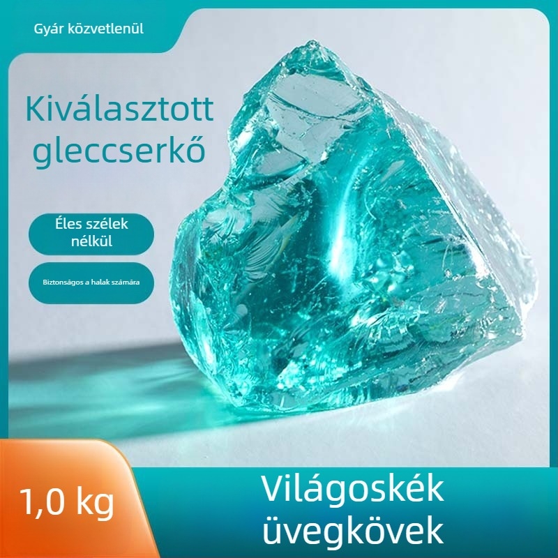 Szabálytalan üvegkő kert és akvárium aljához, 500 g, 1 db