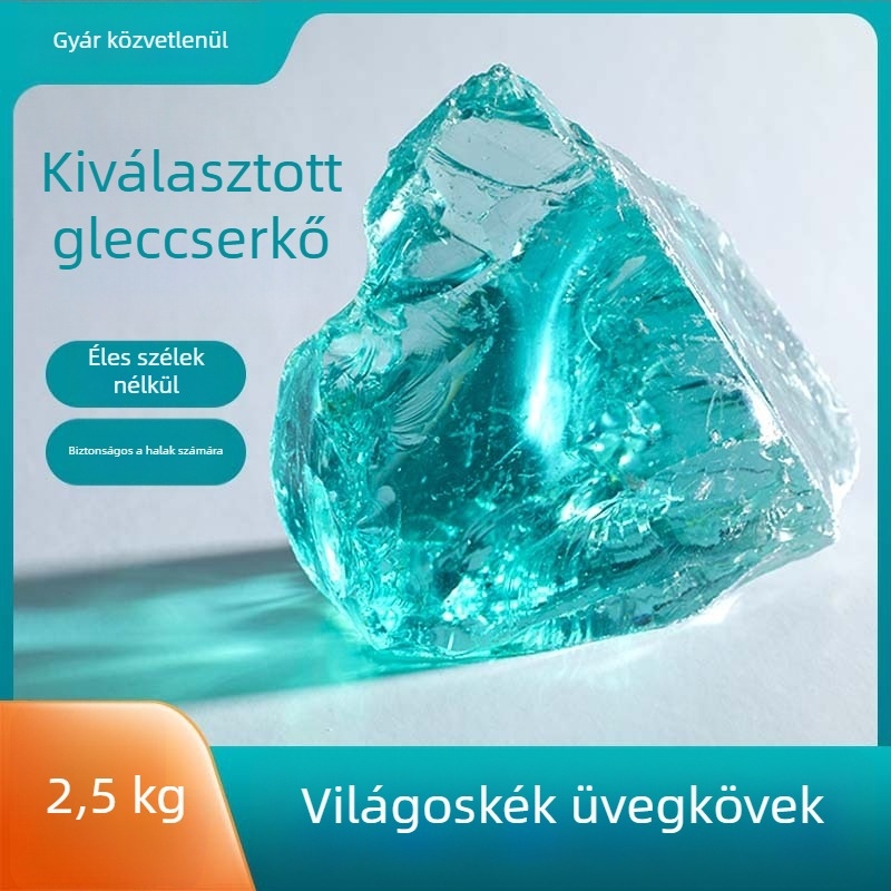 Szabálytalan üvegkő kert és akvárium aljához, 500 g, 1 db