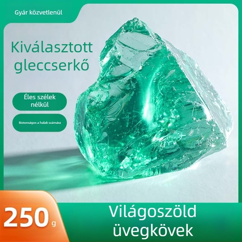 Szabálytalan üvegkő kert és akvárium aljához, 500 g, 1 db