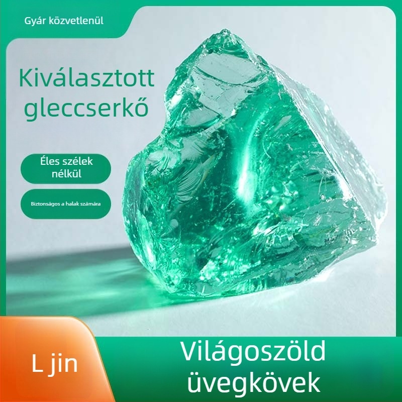 Szabálytalan üvegkő kert és akvárium aljához, 500 g, 1 db