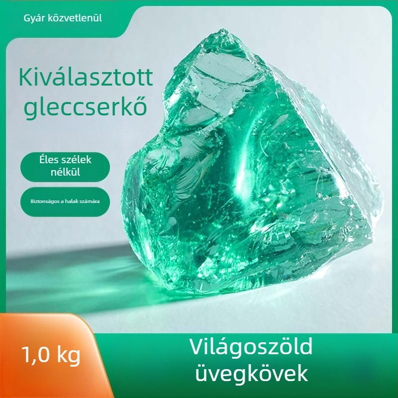 Szabálytalan üvegkő kert és akvárium aljához, 500 g, 1 db