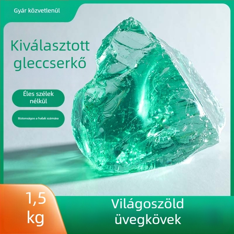 Szabálytalan üvegkő kert és akvárium aljához, 500 g, 1 db