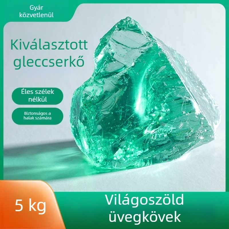 Szabálytalan üvegkő kert és akvárium aljához, 500 g, 1 db