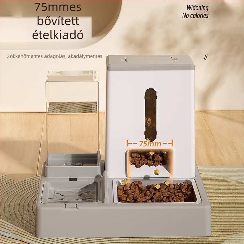 Macska automata etető dupla tálakkal, PP és PET anyagból, kisállat étkezőedény