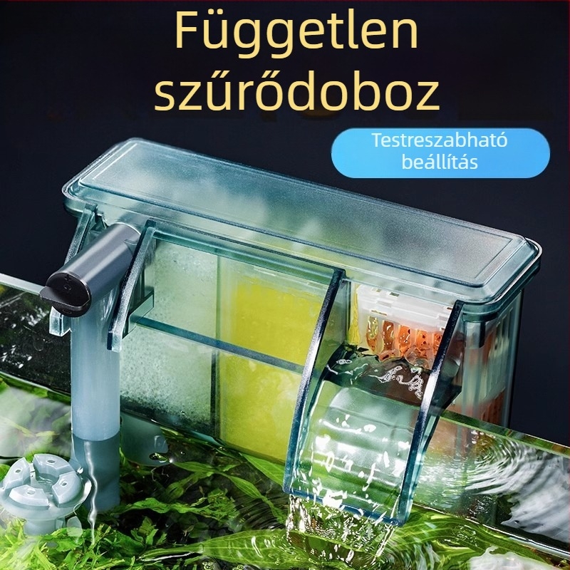 Yee akváriumi szűrő, falra szerelhető külső, kompakt 3-in-1 egység, csendes működés, olajfilm eltávolító membrán és vízáramlás