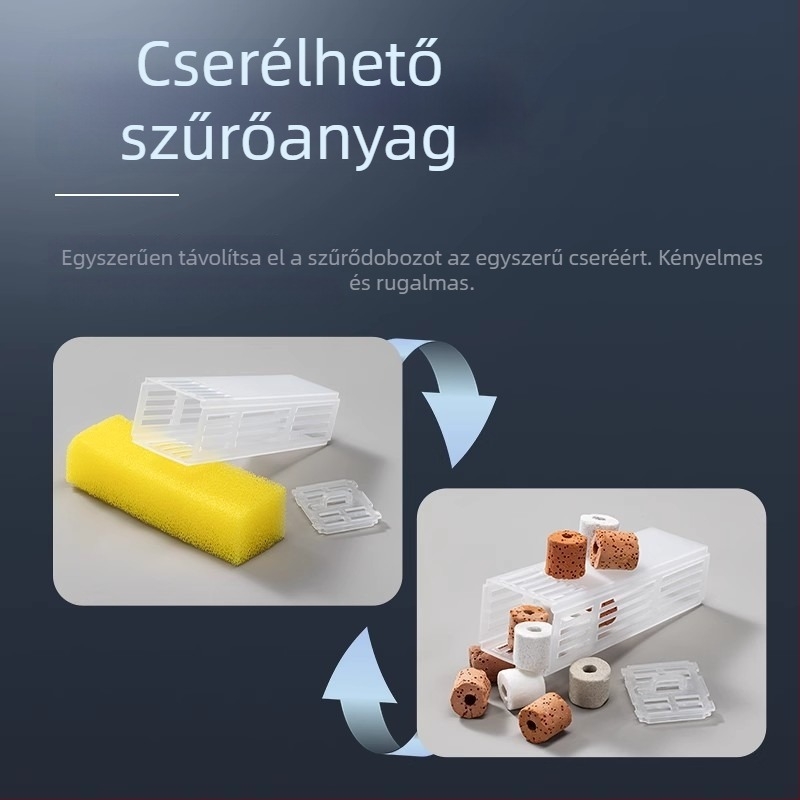 Yee akváriumi szűrő, falra szerelhető külső, kompakt 3-in-1 egység, csendes működés, olajfilm eltávolító membrán és vízáramlás