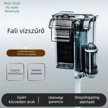Fali külső akváriumi szűrő, 3-in-1 vízeséses oxigénezés és keringés, édesvízi kis halakhoz (műanyag; frekvencia állíthatatlan; csendes működés)