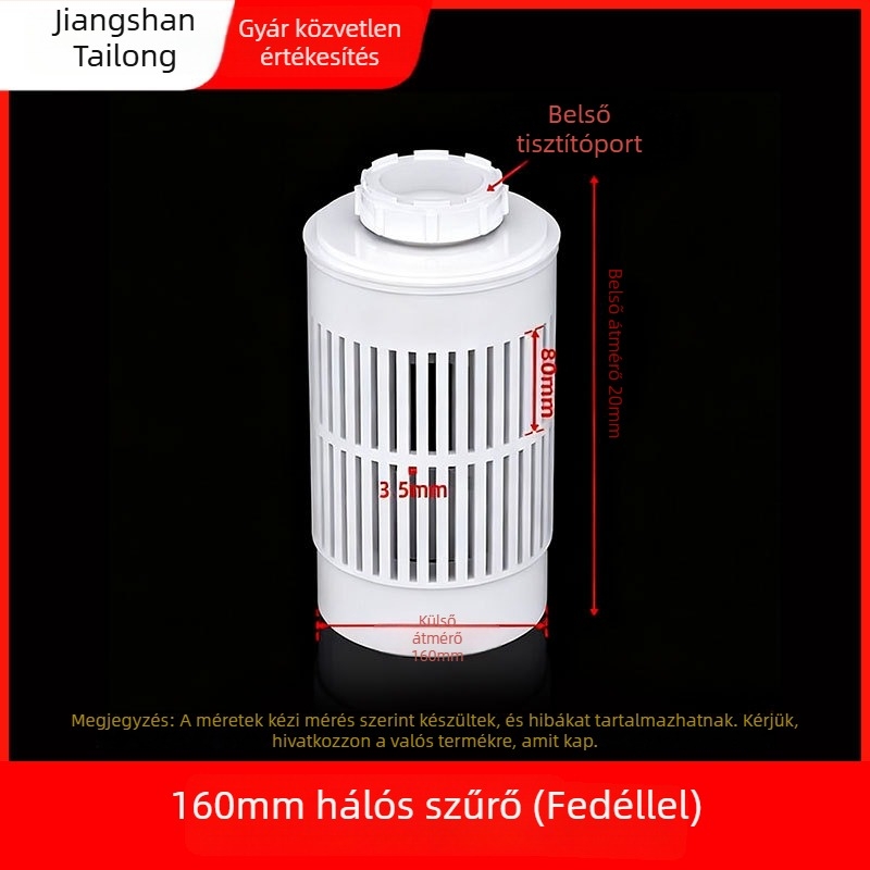 Műanyag szűrőszövet halastóhoz, nagy sűrűségű szifonnal; márka Jiangshan Tailong; alkalmas édesvízi és sós vizek halainak, rákoknak, garnélaráknak, medúzák, kis halak és vízi teknősök számára.