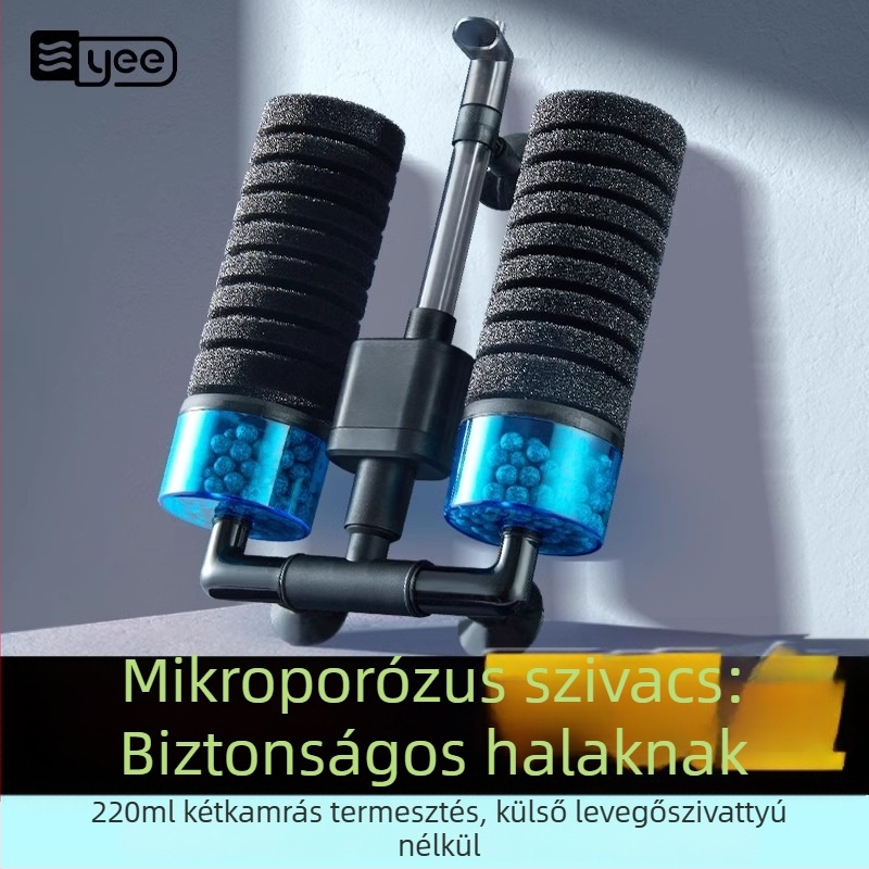 yee Elektromos akváriumi szűrő és oxigénpumpa beépített három az egyben funkcióval, csendes működés, víz keringés, műanyag ház, szűrővattát használ