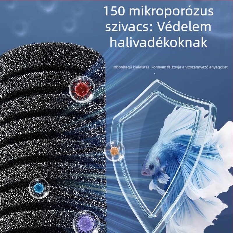 yee Elektromos akváriumi szűrő és oxigénpumpa beépített három az egyben funkcióval, csendes működés, víz keringés, műanyag ház, szűrővattát használ