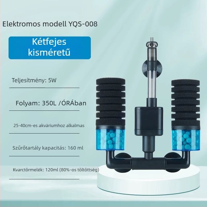 yee Elektromos akváriumi szűrő és oxigénpumpa beépített három az egyben funkcióval, csendes működés, víz keringés, műanyag ház, szűrővattát használ