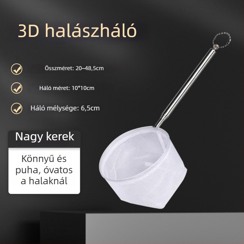 Rozsdamentes acél teleszkópos akváriumi háló, kézzel készített, 50 g, Akváriumi felszerelés