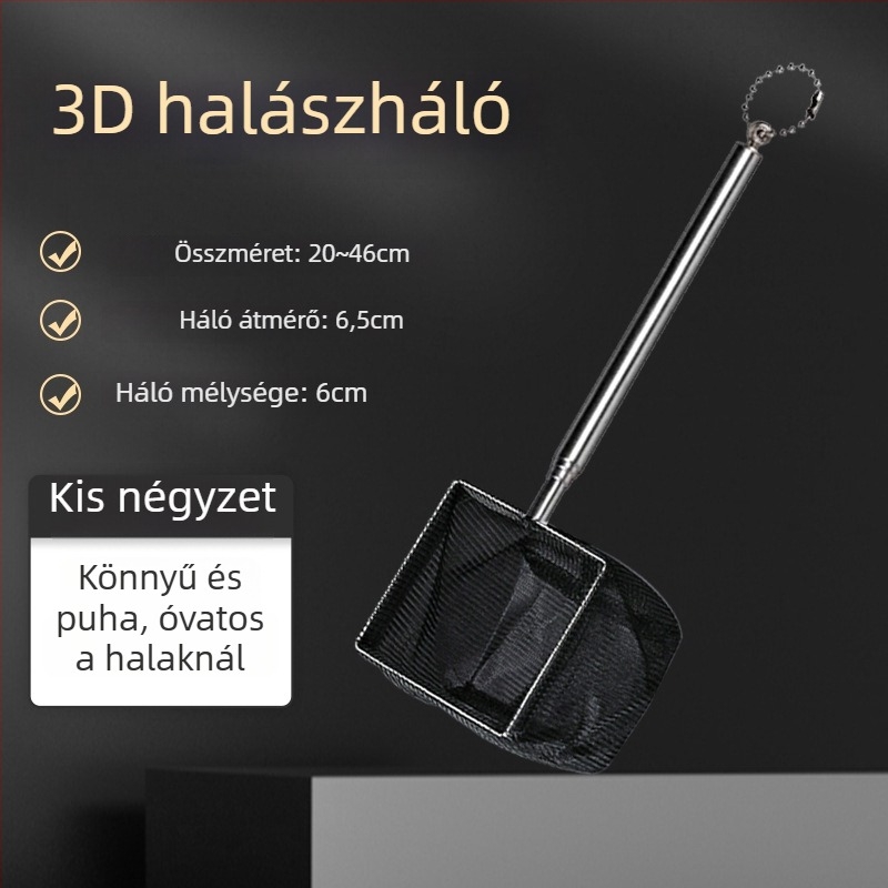 Rozsdamentes acél teleszkópos akváriumi háló, kézzel készített, 50 g, Akváriumi felszerelés