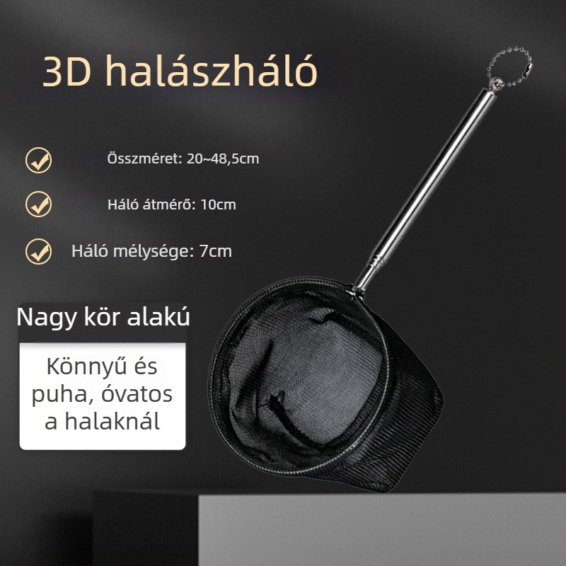 Rozsdamentes acél teleszkópos akváriumi háló, kézzel készített, 50 g, Akváriumi felszerelés