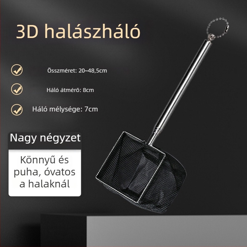 Rozsdamentes acél teleszkópos akváriumi háló, kézzel készített, 50 g, Akváriumi felszerelés