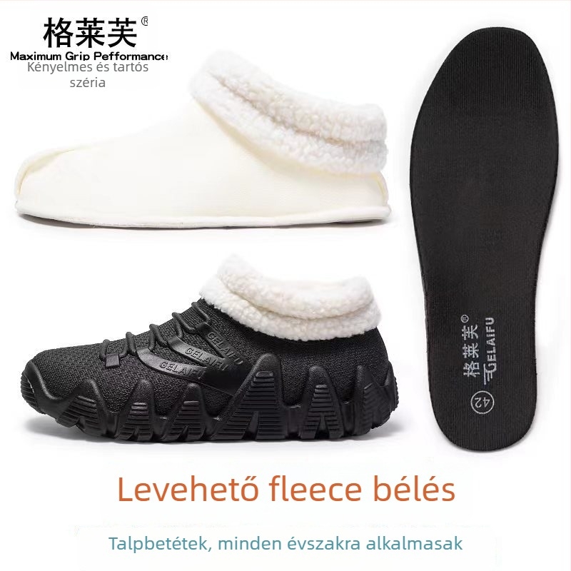 Férfiaknak szánt vízálló alacsony profilú esőcsizma, csúszásmentes talppal, meleg belsővel és EVA talppal