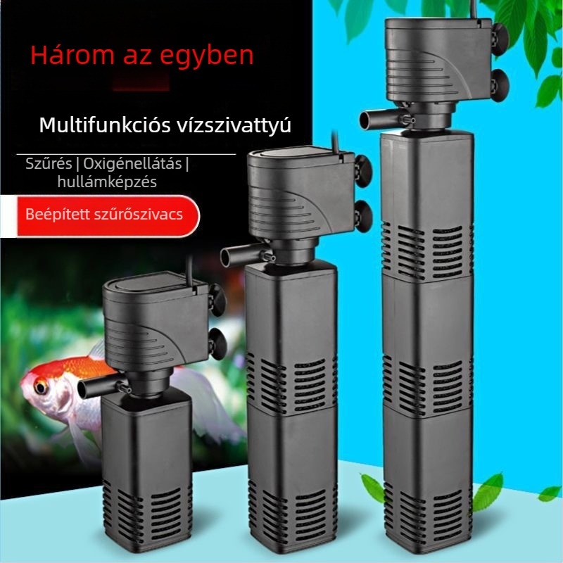 Quanlong beépített 3-in-1 alámerülő akváriumi szűrőpumpa oxigénellátáshoz, műanyag test