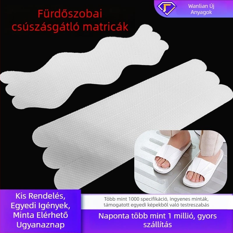 Fürdőszobai csúszásmentes lépcsőszalagok, öntapadók, Peva gumi, S‑alakú és csíkos formák, -20–100 °C