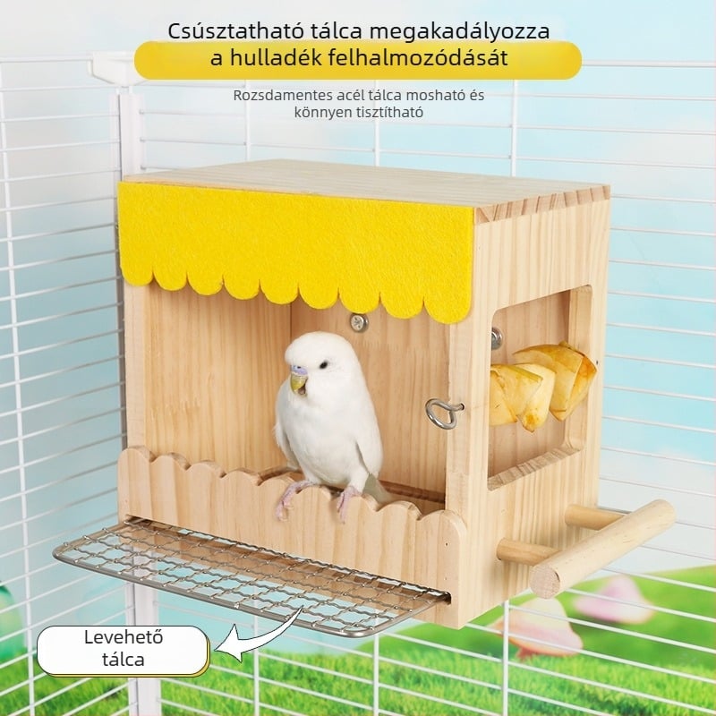 Fából készült madárfészek nevelődoboz, fa + filc konstrukció, meleg belső, függő kivitel, papagájok számára