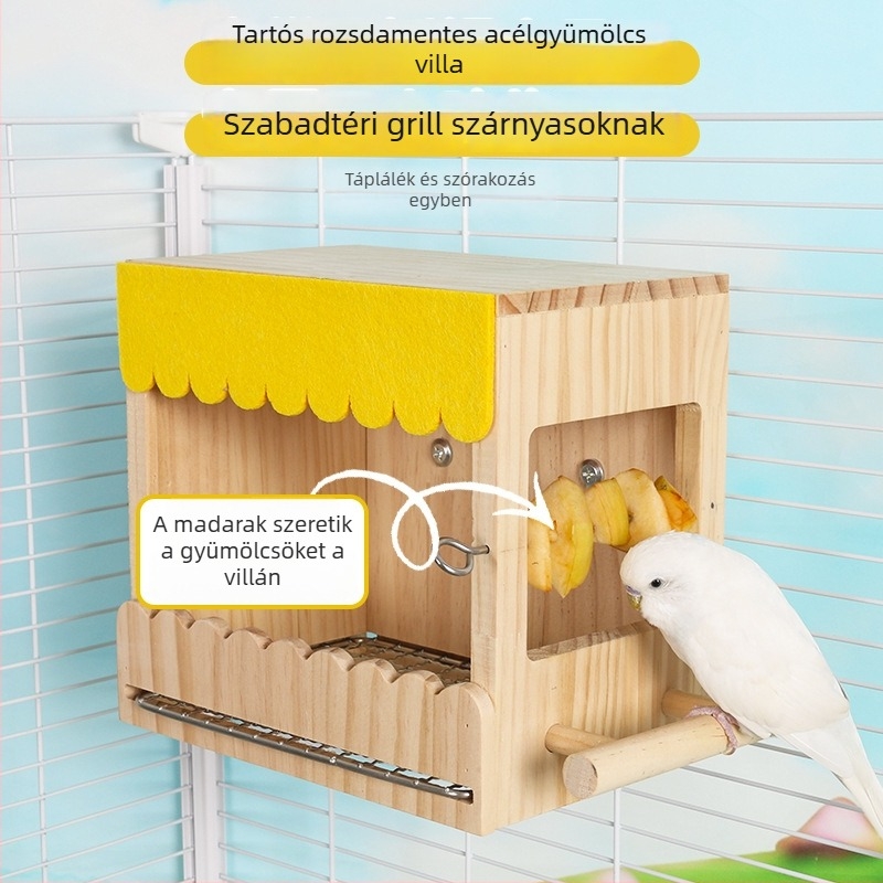 Fából készült madárfészek nevelődoboz, fa + filc konstrukció, meleg belső, függő kivitel, papagájok számára