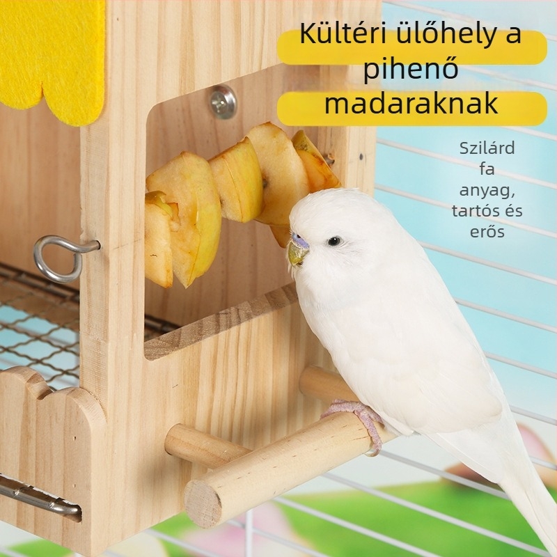Fából készült madárfészek nevelődoboz, fa + filc konstrukció, meleg belső, függő kivitel, papagájok számára