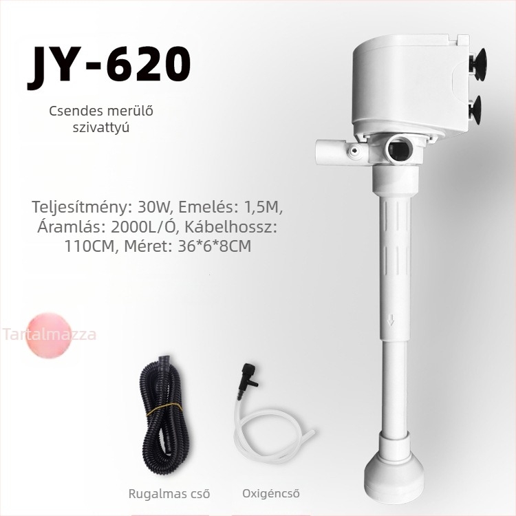 Többfunkciós alámerülő akváriumi szivattyú oxigénellátással és szűréssel, négy az egyben szűrő, falra szerelhető, csendes és energiahatékony