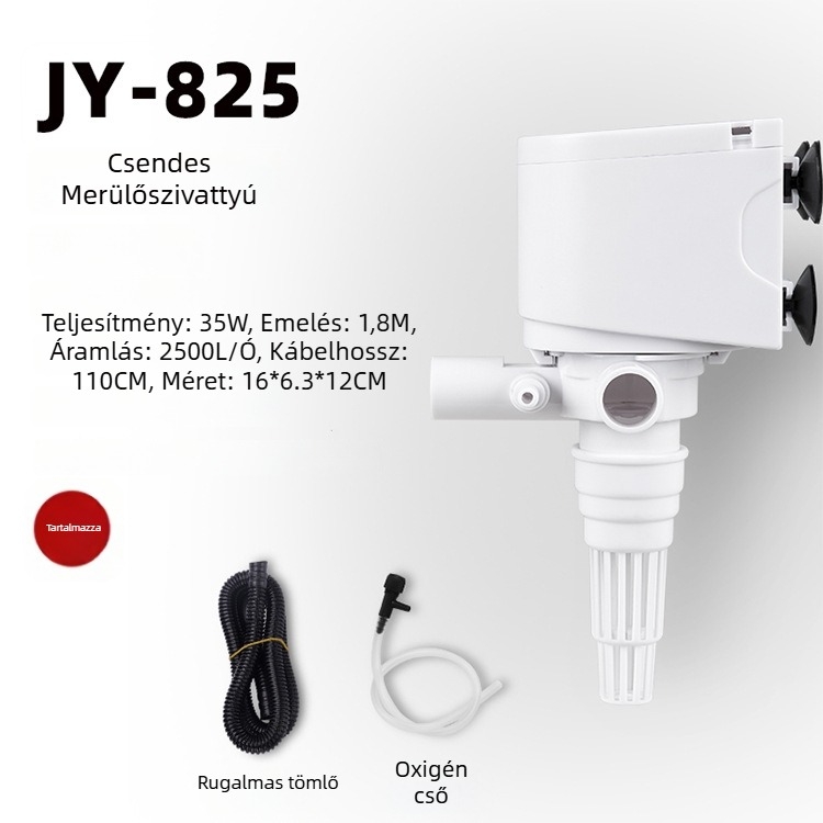 Többfunkciós alámerülő akváriumi szivattyú oxigénellátással és szűréssel, négy az egyben szűrő, falra szerelhető, csendes és energiahatékony