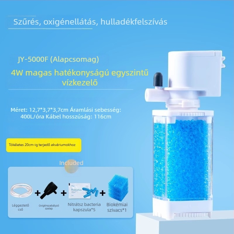 Yee akvárium szűrőrendszer - 3 az 1-ben beépített szűrőpumpa, keringés, szívás és oxigénezés (műanyag)
