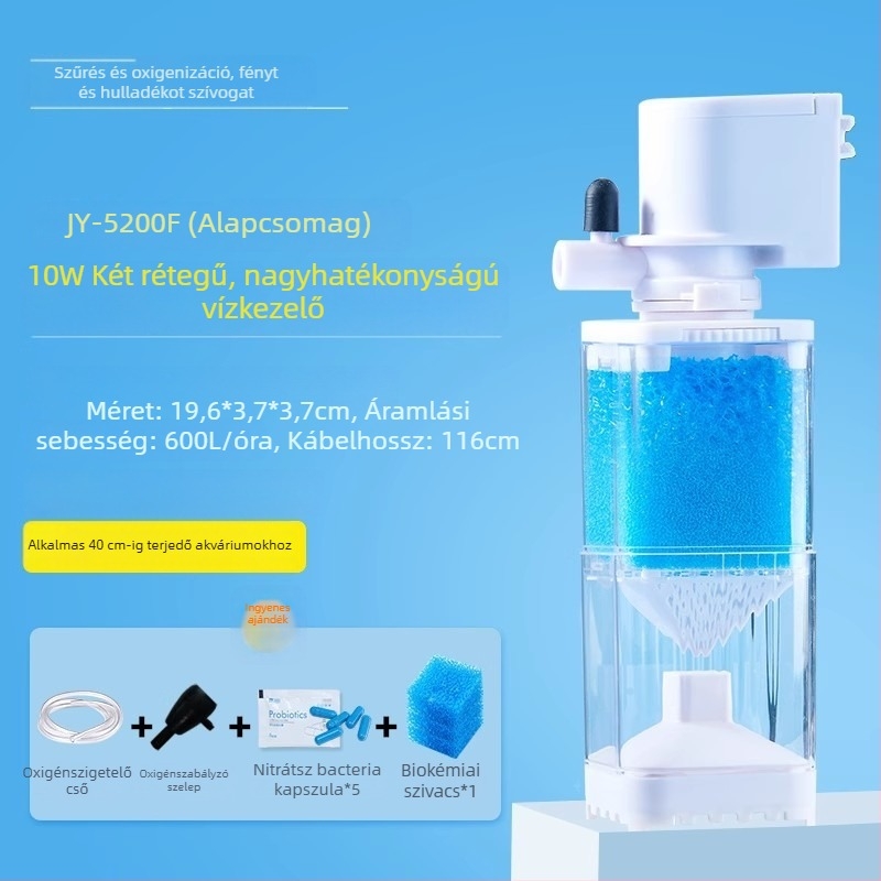 Yee akvárium szűrőrendszer - 3 az 1-ben beépített szűrőpumpa, keringés, szívás és oxigénezés (műanyag)