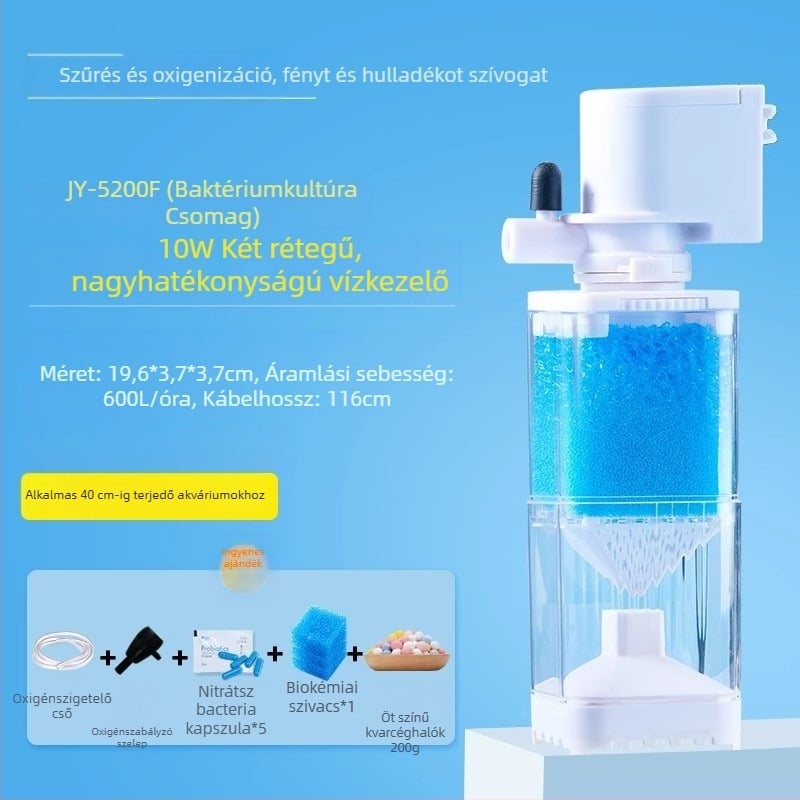Yee akvárium szűrőrendszer - 3 az 1-ben beépített szűrőpumpa, keringés, szívás és oxigénezés (műanyag)
