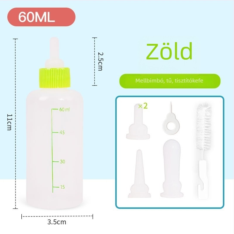 Szilikon macskatetem etető cumisüveg automata etetéshez, teljes kisállat etető készlet (96 db)