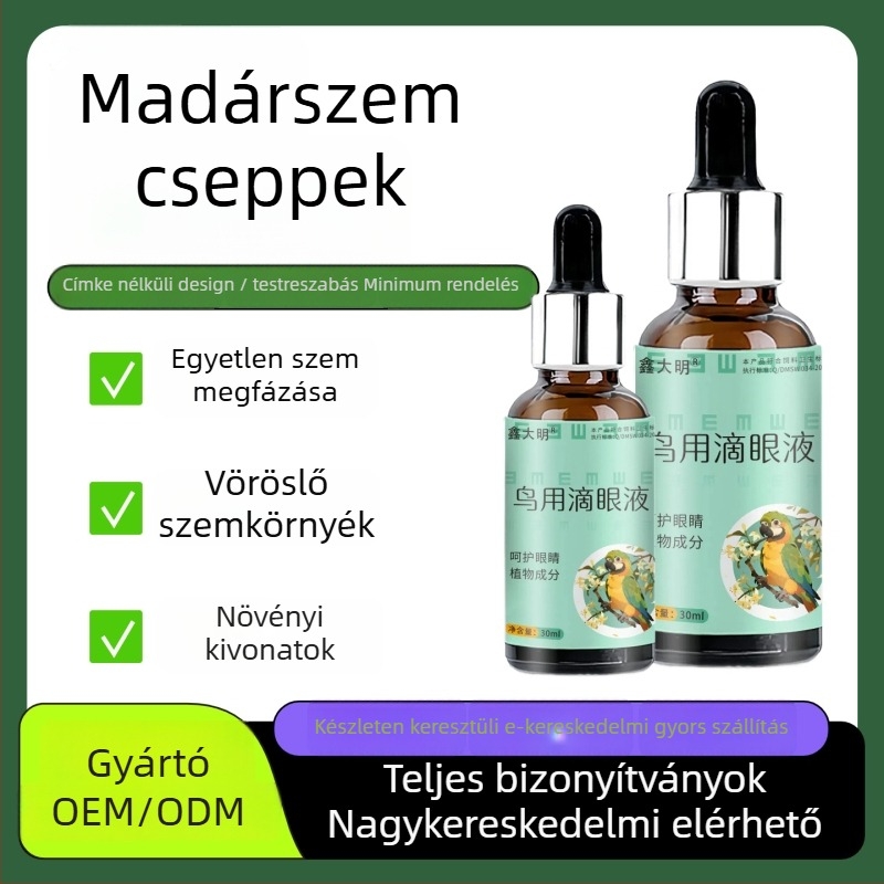 Papagájok és madarak szemcseppje – egy csepp egy szemre, könnyező szemre, felnőtt madarak számára