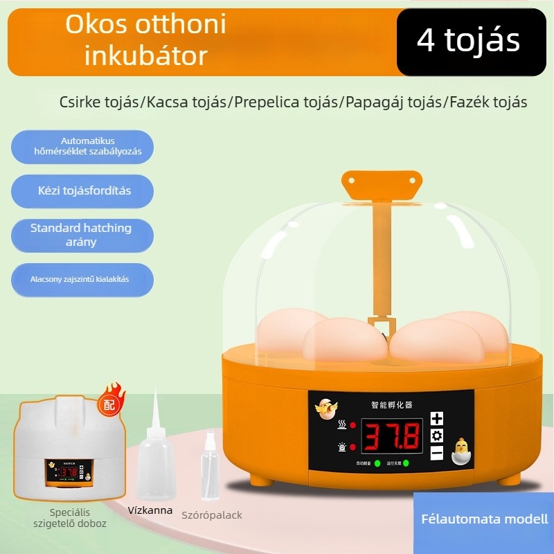 Háztartási tojás inkubátor automata tojásforgatással, 6 tojás kapacitás, kikeléshez csibék és fürjtojások