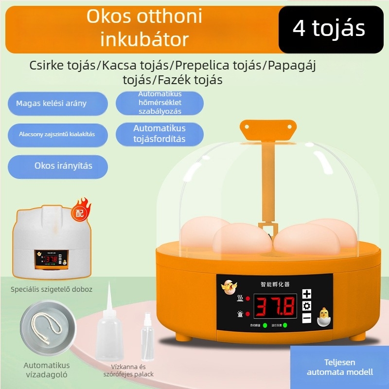 Háztartási tojás inkubátor automata tojásforgatással, 6 tojás kapacitás, kikeléshez csibék és fürjtojások