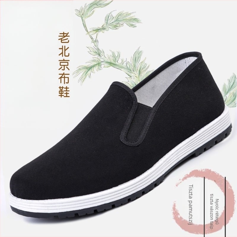 Uniszex vászon slip-on cipő, légáteresztő felsőrész, injektált műanyag talp, alacsony profil